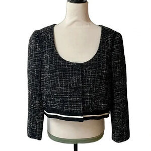 Nanette Lepore black tweed cropped jacket Size 12